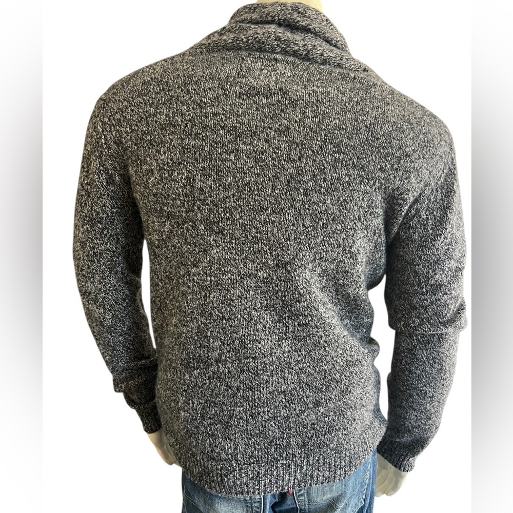 Penfield Black and Gray wool Knit sweater with front button and collar sz medium - Picture 2 of 6